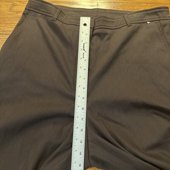 HUGO BOSS Womens Tapika Ankle Trousers Size 12 Dark Brown Stretch Cotton - Picture 11 of 16